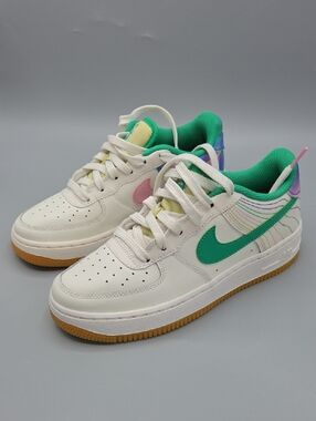 Nike Air Force 1 Low GS White Green Multicolor Size 3.5Y Women 5 No Box